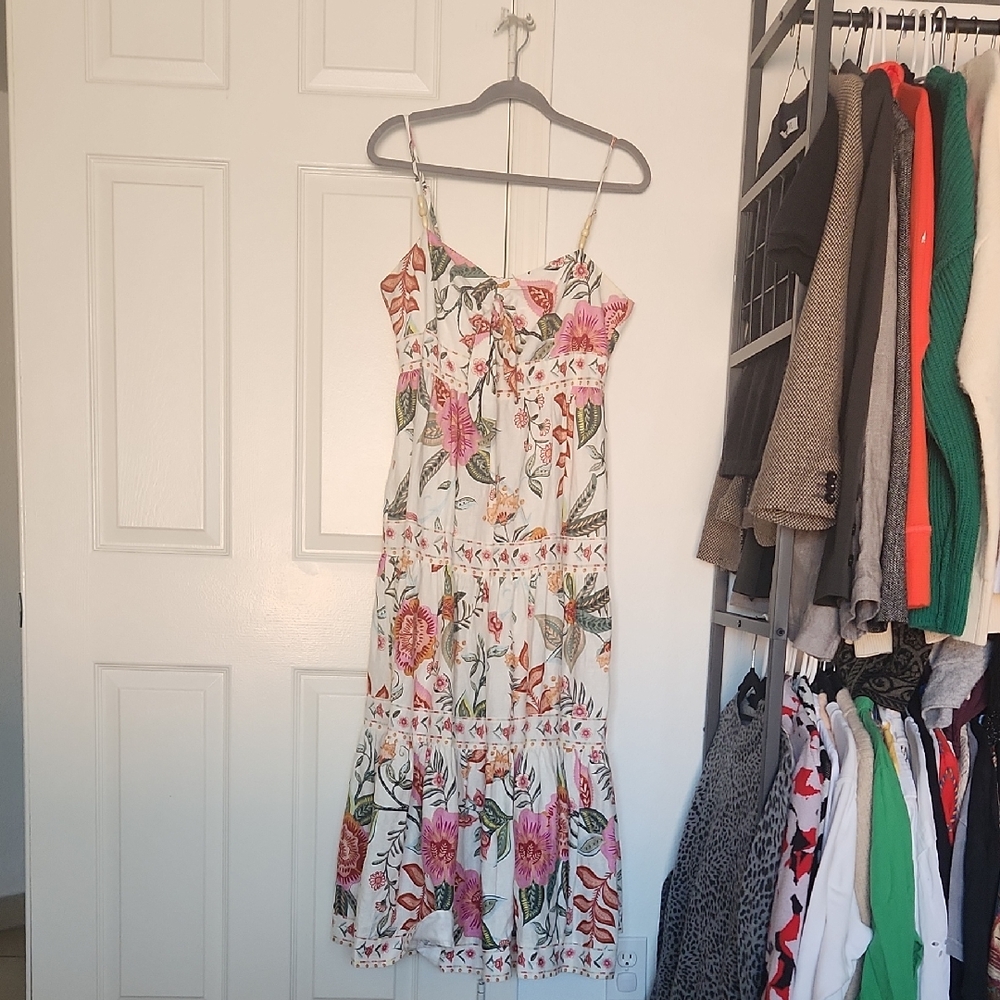 House Of Harlow Floral Front Tie Linen Blend Maxi XL